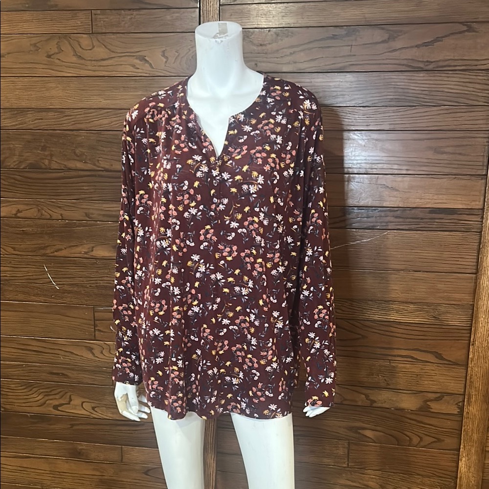 George Burgundy Floral Blouse